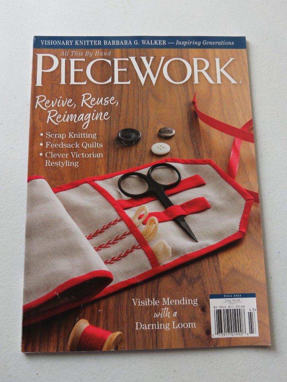 Piecework Magazine Revive Reuse Reimagine Scrap Knitting Quilts Fall 2024